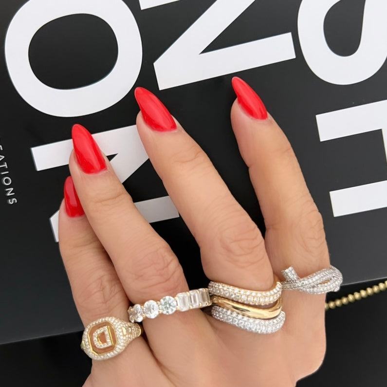 14KT Gold Diamond Bespoke Initial Cushion Ring