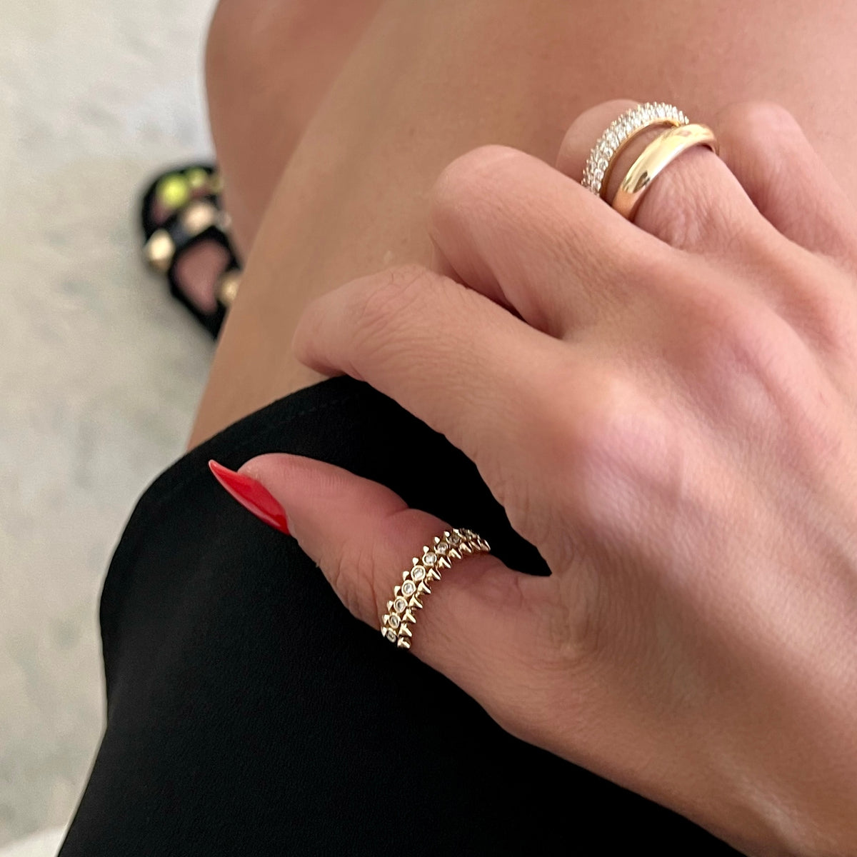 14KT Gold Diamond Spike Ring