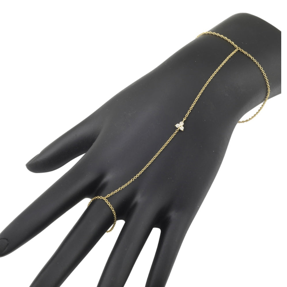 14KT Gold Diamond Finger Bracelet Hand Chain
