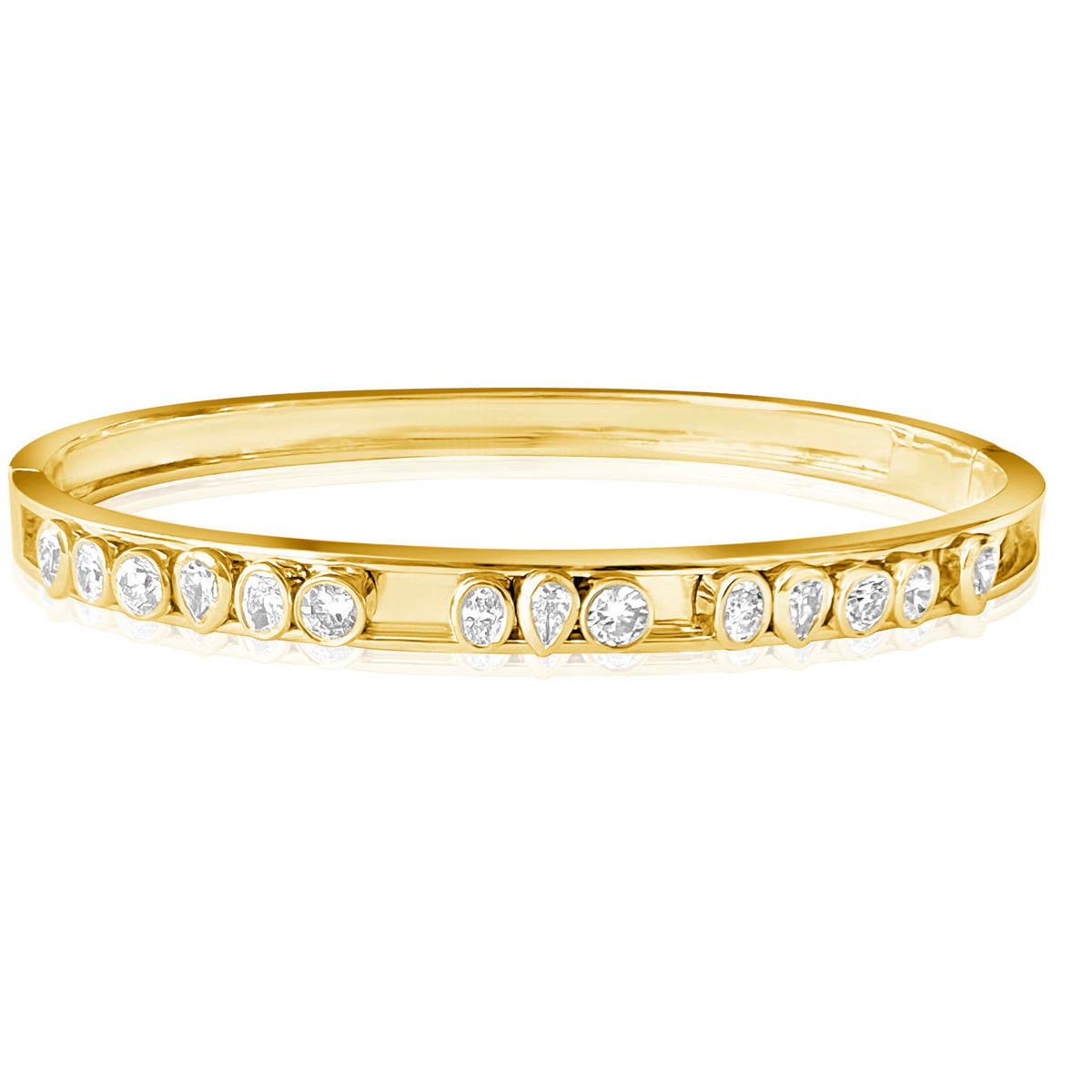 14KT Gold Slider Diamond Iris Bangle Bracelet