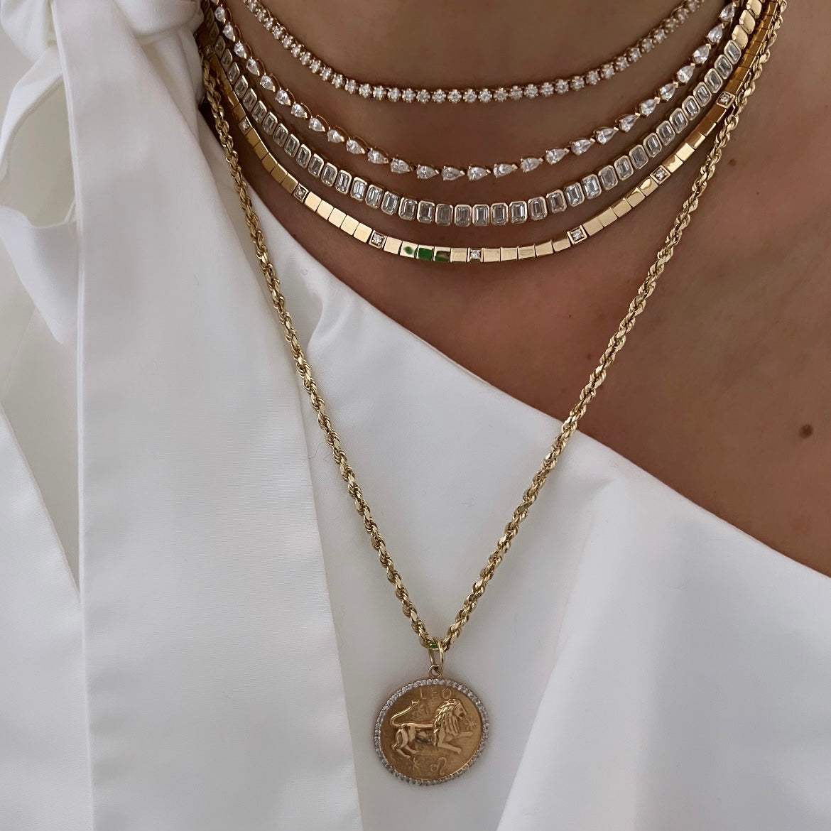 14KT Gold Lab-Grown Emerald Cut Diamond Luxe Tennis Necklace