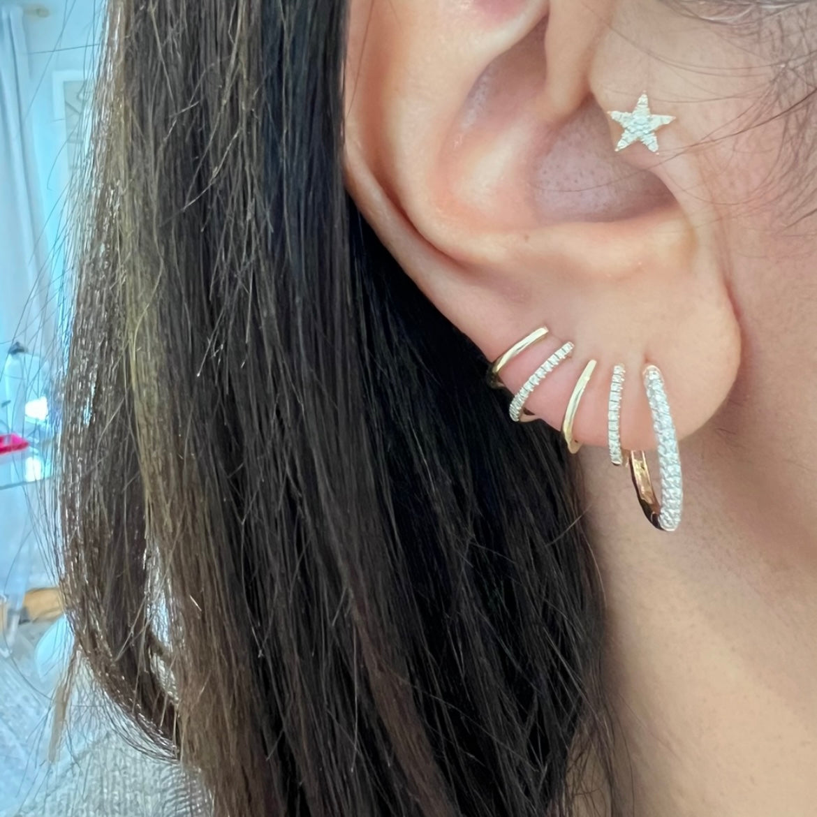 14KT Gold Diamond Nazan Cage Lobe Earrings