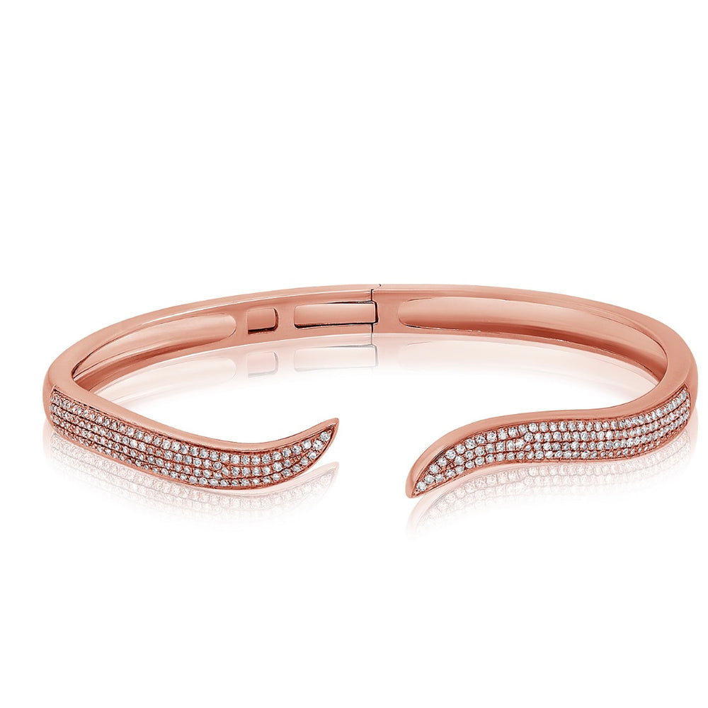 14KT Gold Diamond Wave Cuff Bracelet