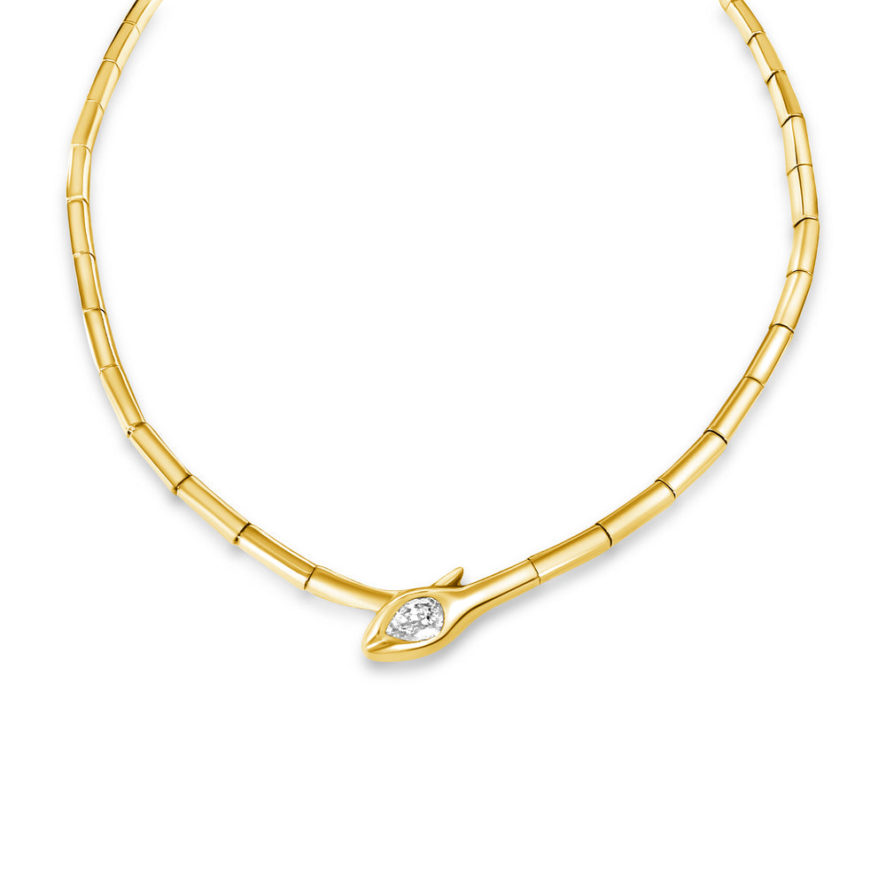 14KT Gold Diamond Snake Necklace