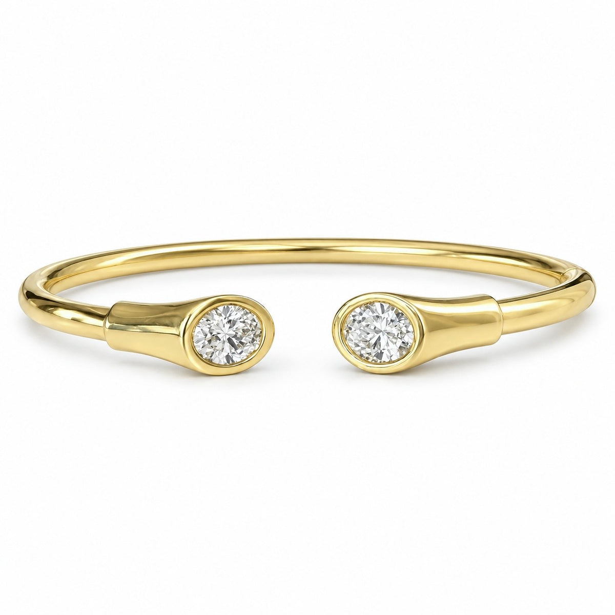 14KT Gold 2.5ct Oval Lab Diamond Tuba Flexi Bangle Bracelet