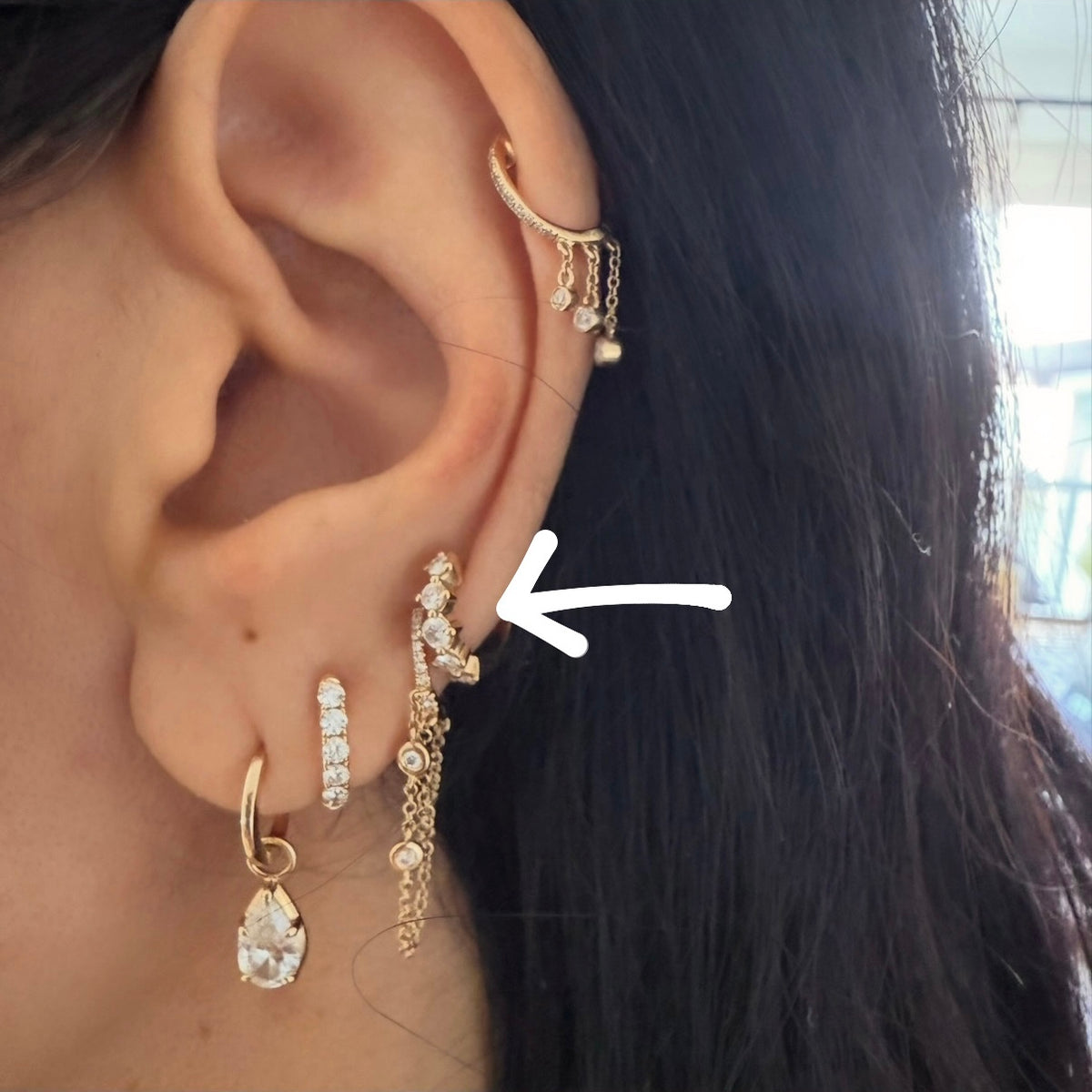 14KT Gold Diamond Prong Set Sybille Huggie Earrings