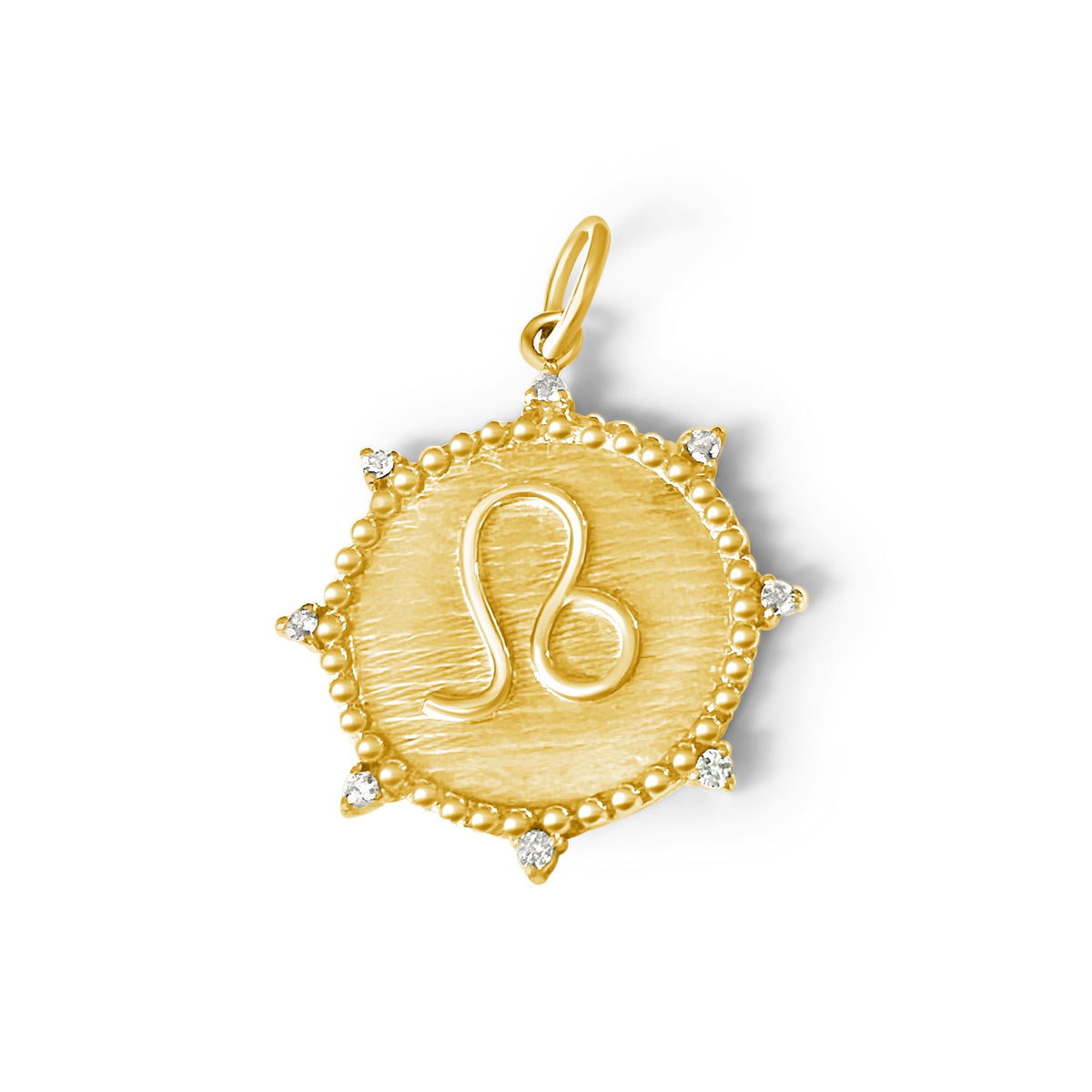 14KT Gold Diamond Bespoke Zodiac Symbol Disk Pendant Charm