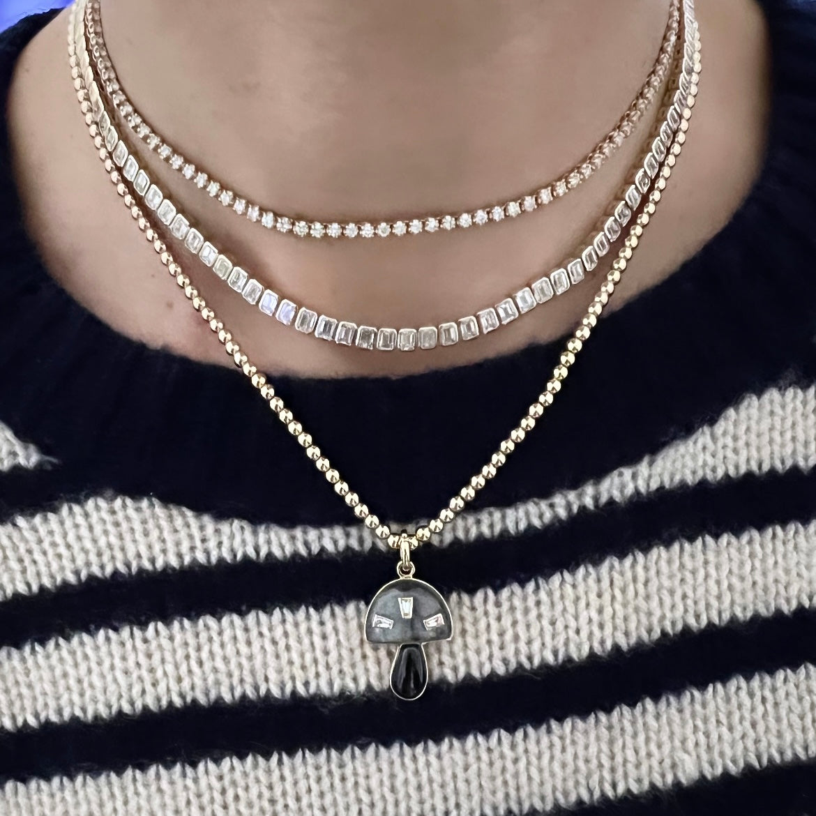 14KT Gold Lab-Grown Emerald Cut Diamond Luxe Tennis Necklace