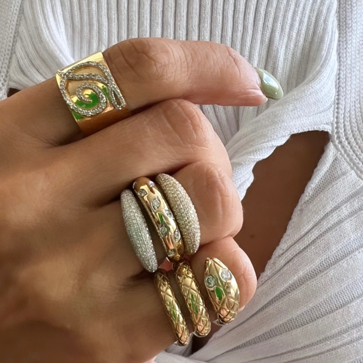 14KT Gold Diamond Dome Ring