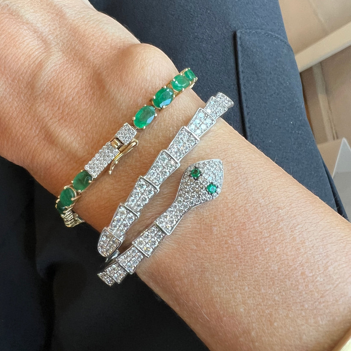 14KT Gold Bellarosa Emerald Tennis Bracelet