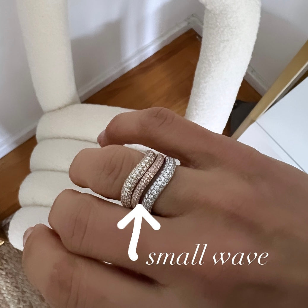 14KT Gold Diamond Wave Ring Small