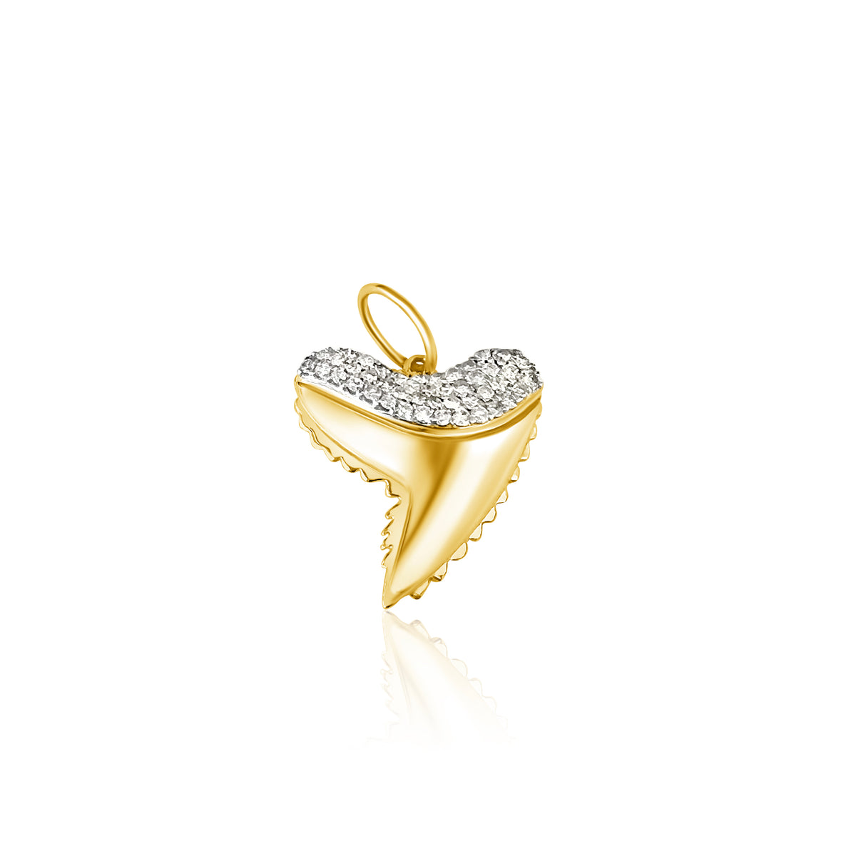 14KT Gold Diamond Shark Tooth Pendant Charm