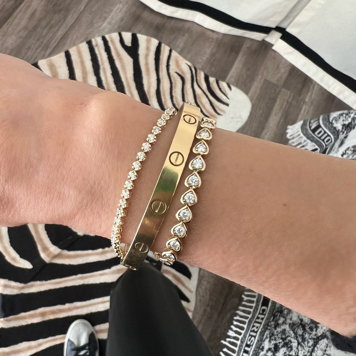 14KT Gold Diamond Deicate Mirabella Tennis Bracelet on Chain