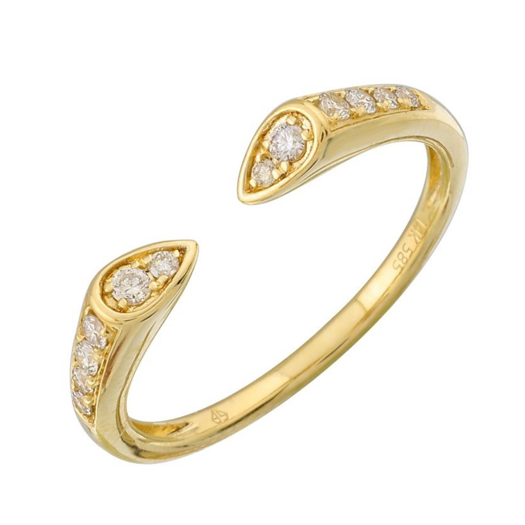 14KT Gold Diamond Open Middle Ring