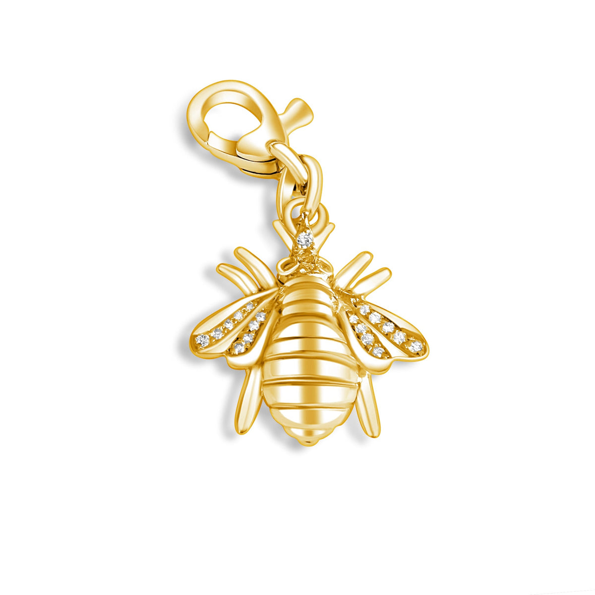 14KT Gold Diamond Bee on Enhancer Clasp Pendant Charm
