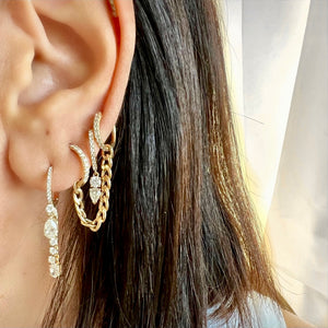 14KT Gold Mixed Shaped Diamond Luxe Huggie Earrings