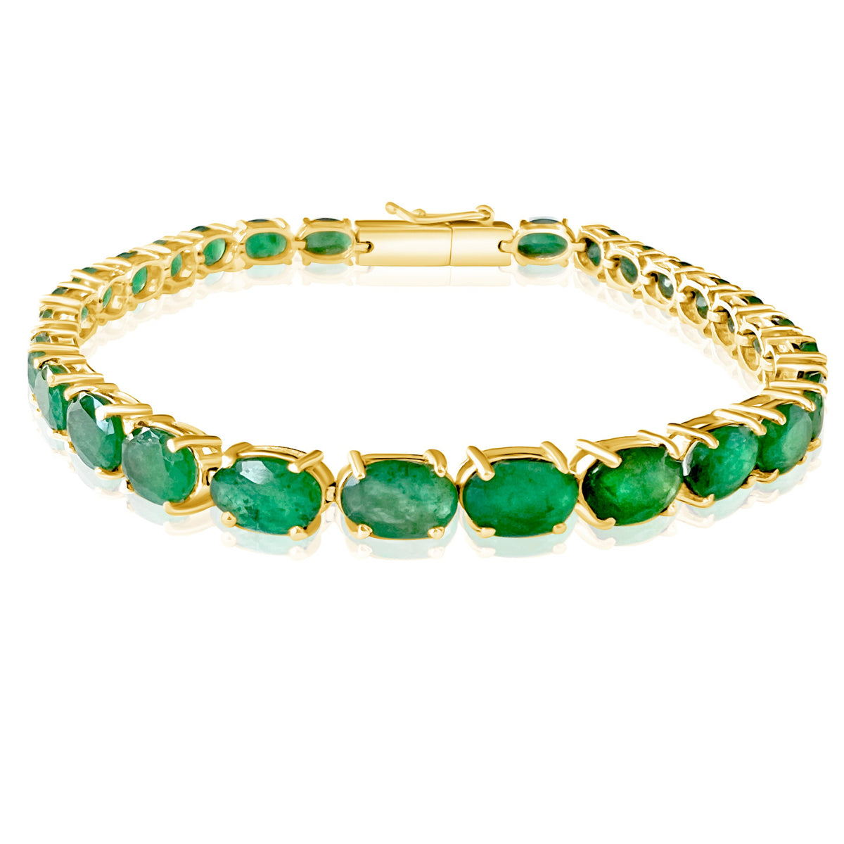14KT Gold Bellarosa Emerald Tennis Bracelet