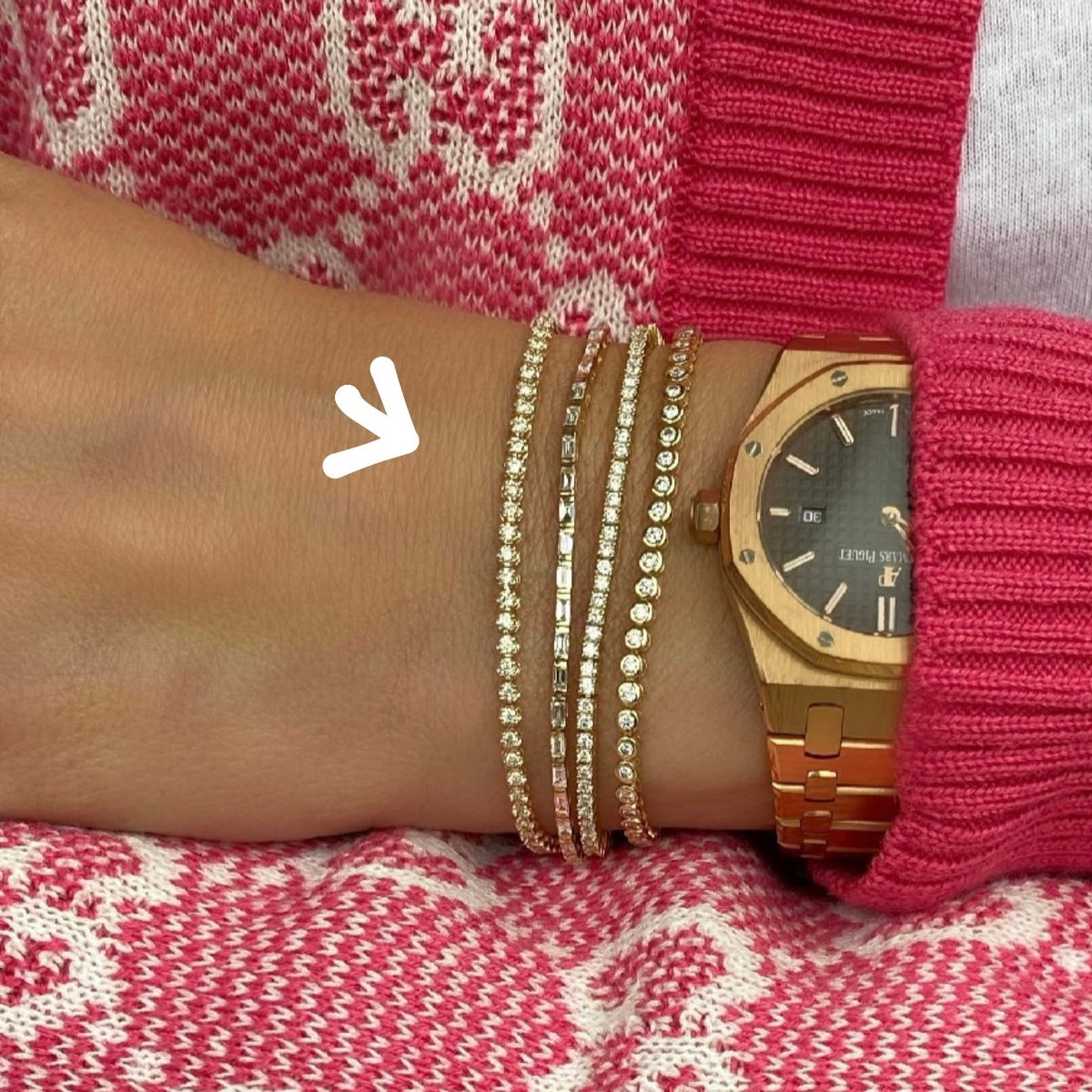 14KT Gold Diamond Louise Buttercup Set Tennis Bracelet