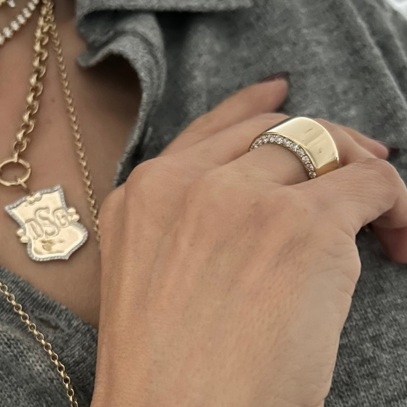 14KT Gold Luxe Ring with Diamond Edges