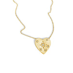 14KT Gold Diamond Heart with Stars Necklace