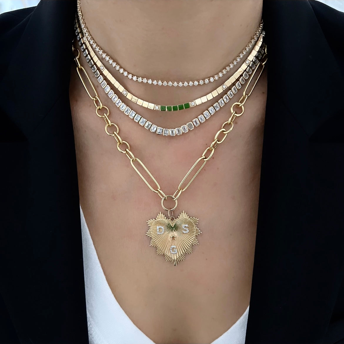 14KT Gold Lab-Grown Emerald Cut Diamond Luxe Tennis Necklace