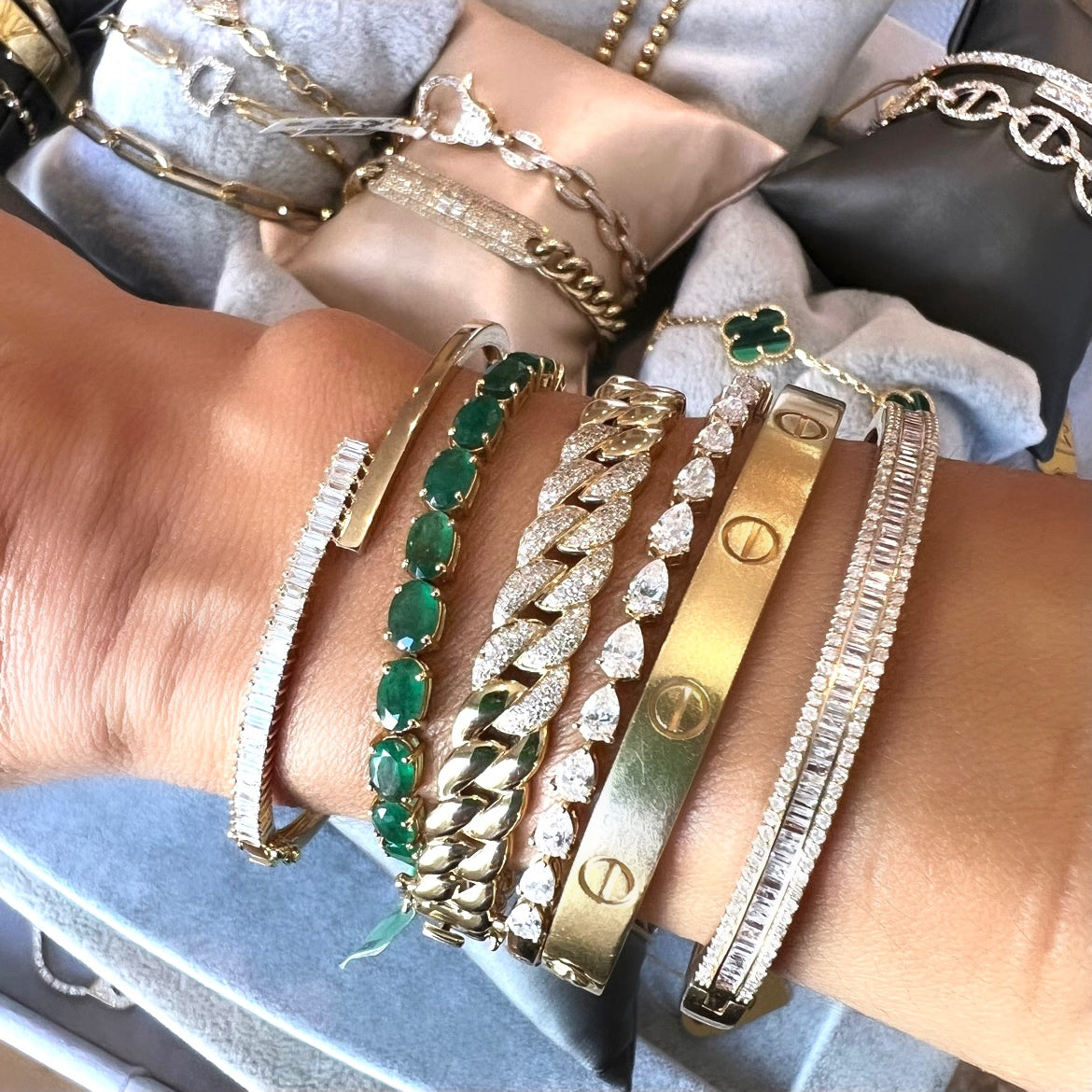 14KT Gold Bellarosa Emerald Tennis Bracelet