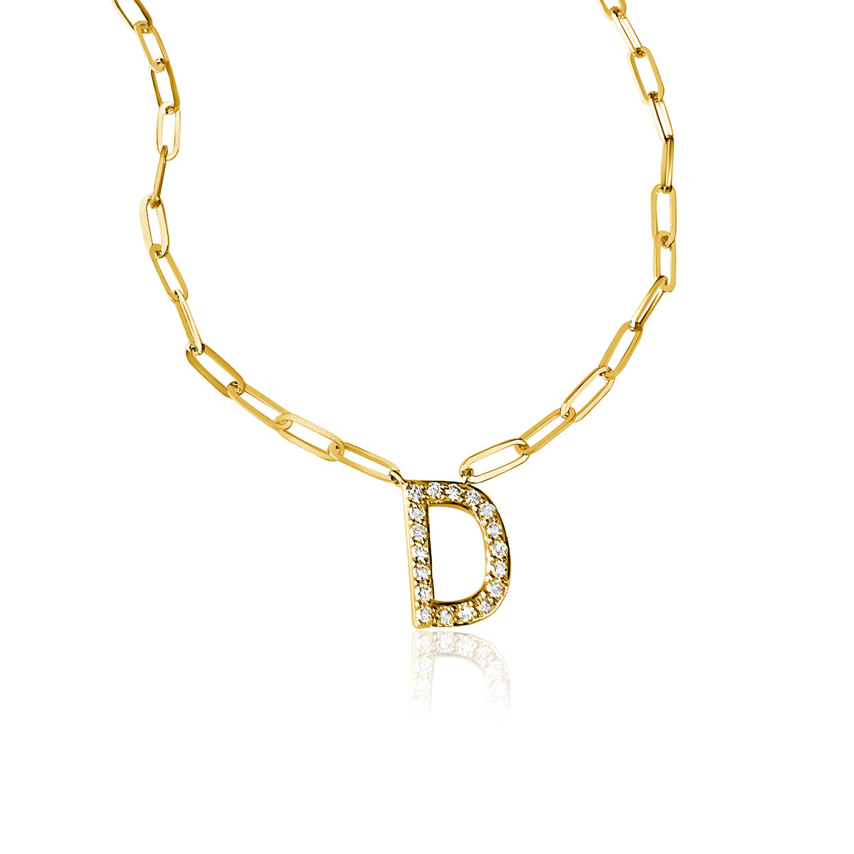14KT Gold Diamond Initial on Chain Custom Necklace