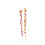 14KT Gold Mixed Shaped Pink Sapphires Drop Earrings
