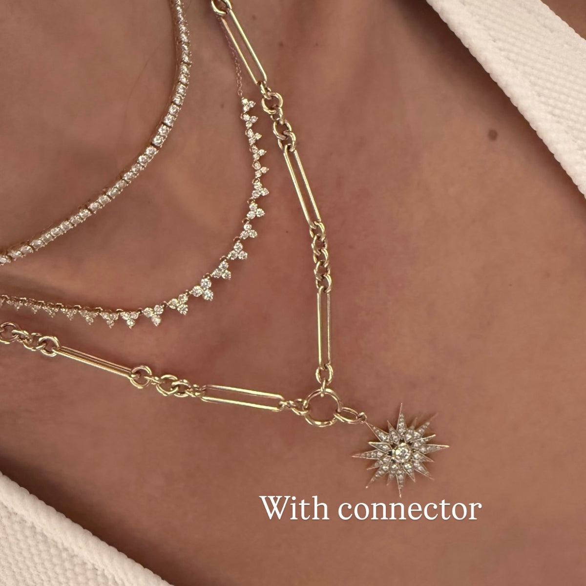 14KT Gold Slim Multi Link Charm Chain Necklace