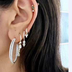 14KT Gold Diamond Illusion Triangle Diamond Huggie Earrings