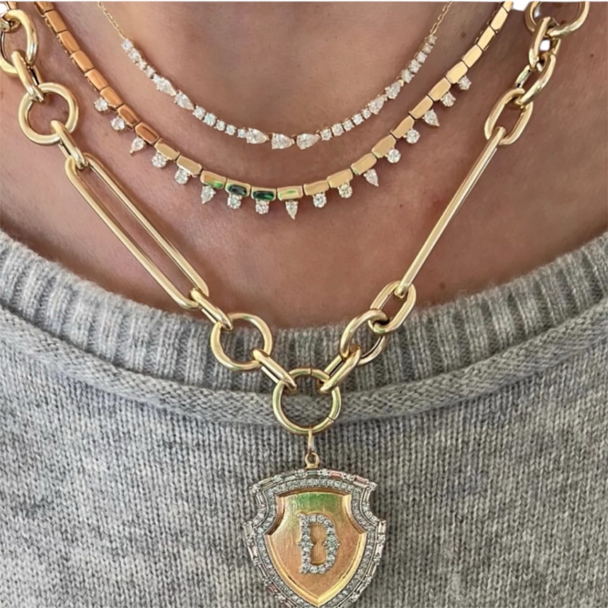 14KT Gold Multi Shaped Diamond Zita Necklace