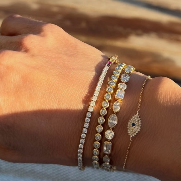 14KT Gold 3ct Lab Diamond Bespoke Birthstone Tennis Bracelet
