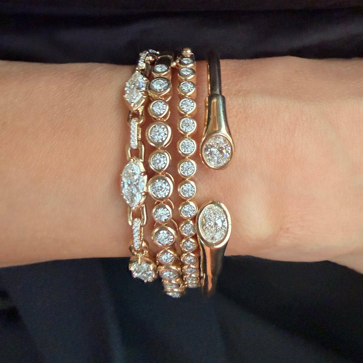 14KT Gold 5ct Lab Diamond Link Chain Tennis Bracelet