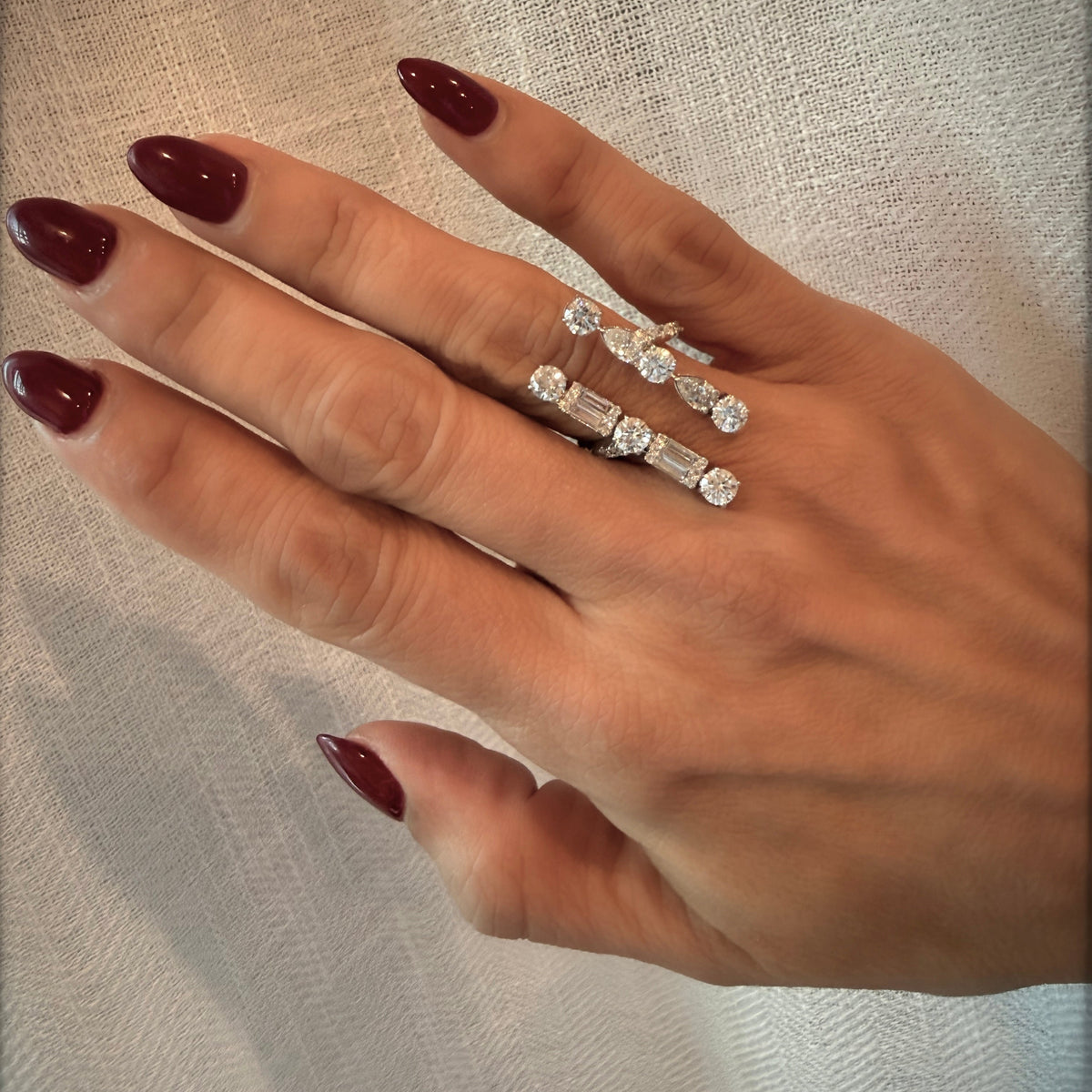 14KT Gold 3ct Multi Shape Lab Diamond Statement Ring