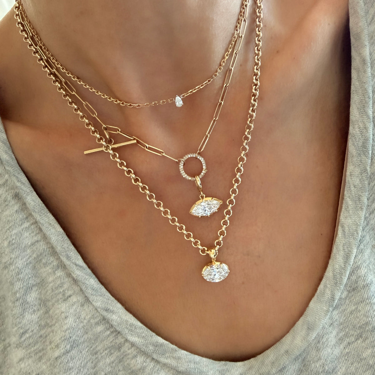 14KT Gold Diamond İzmit Charm Chain Necklace