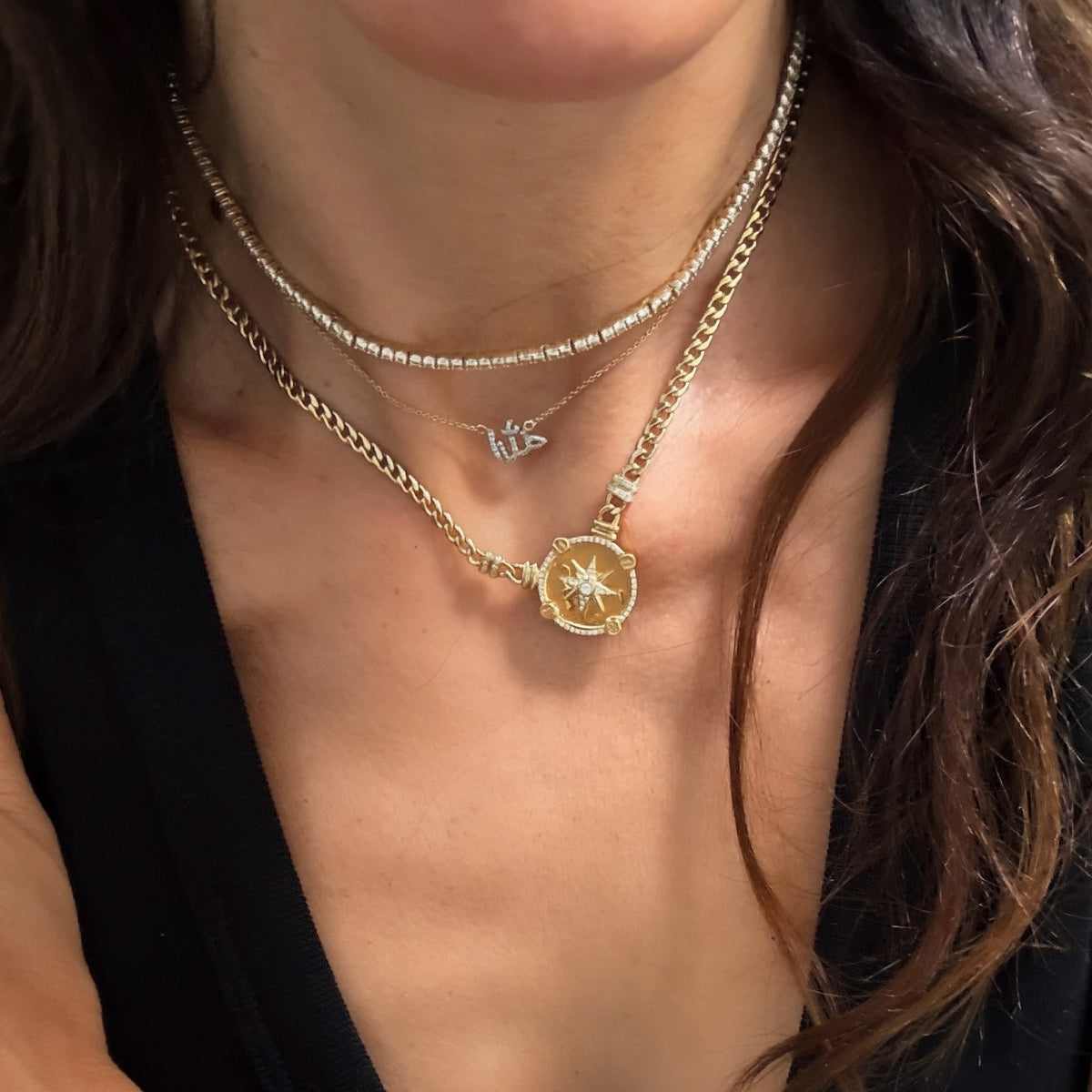 14KT Gold Diamond Mini Allah Necklace