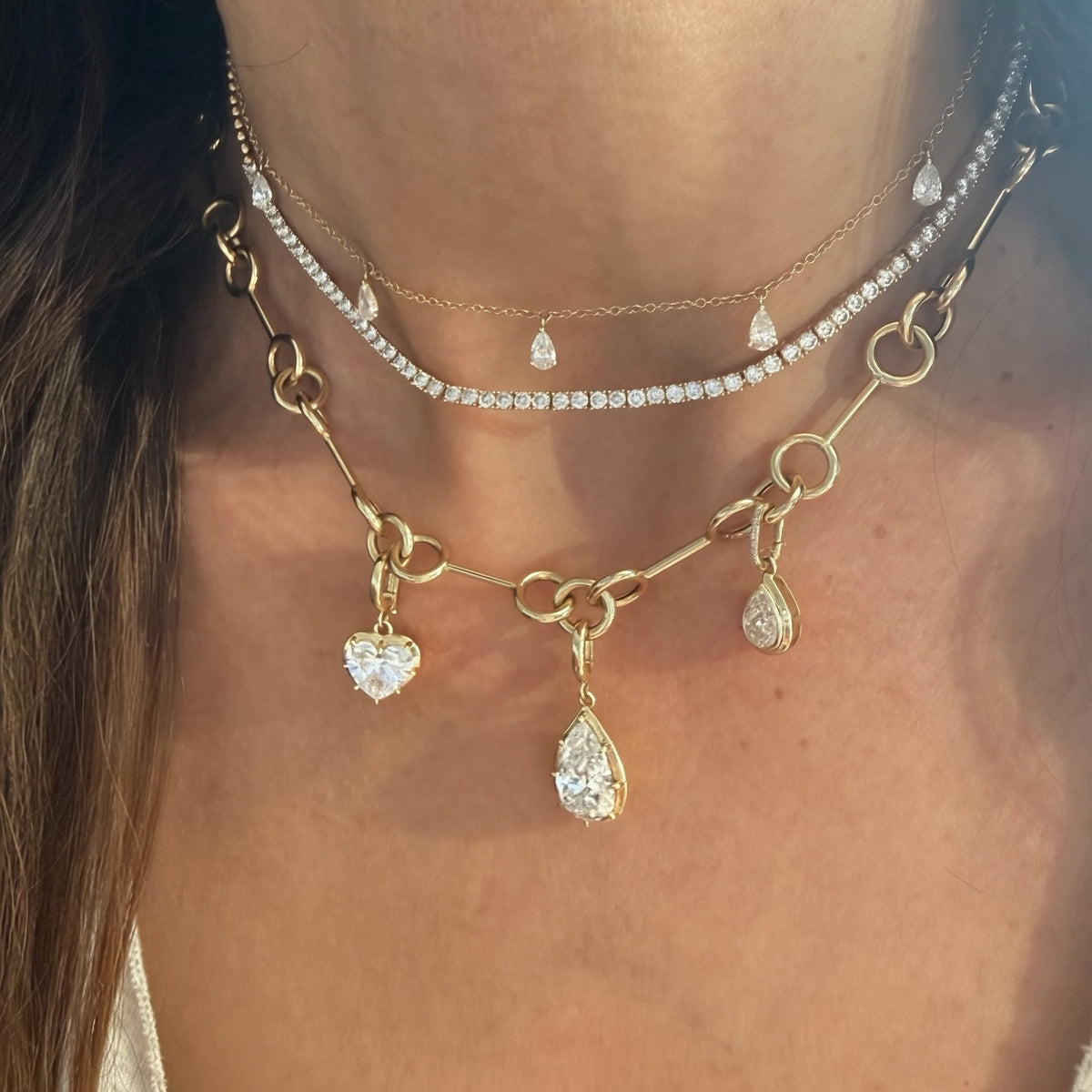 14KT Gold 1ct Pear Lab Diamond Drop Necklace