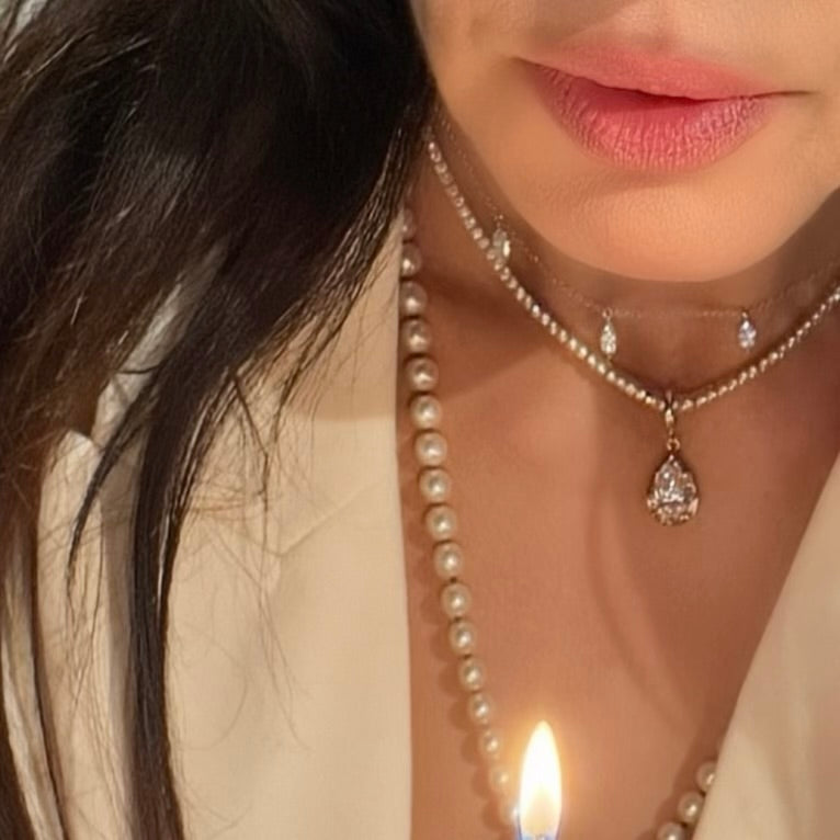 14KT Gold 1.25ct Marquise Lab Diamond Drop Necklace