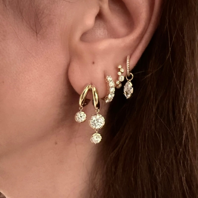 14KT Gold 3ct Lab Diamond Double Hoop Earrings