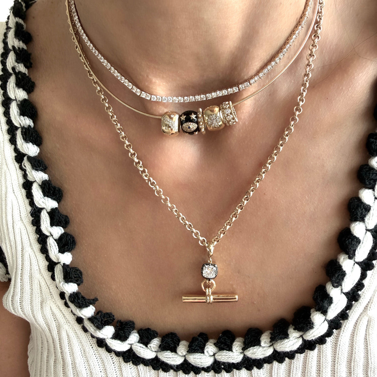 14KT Gold Omega Wire Choker Chain Necklace