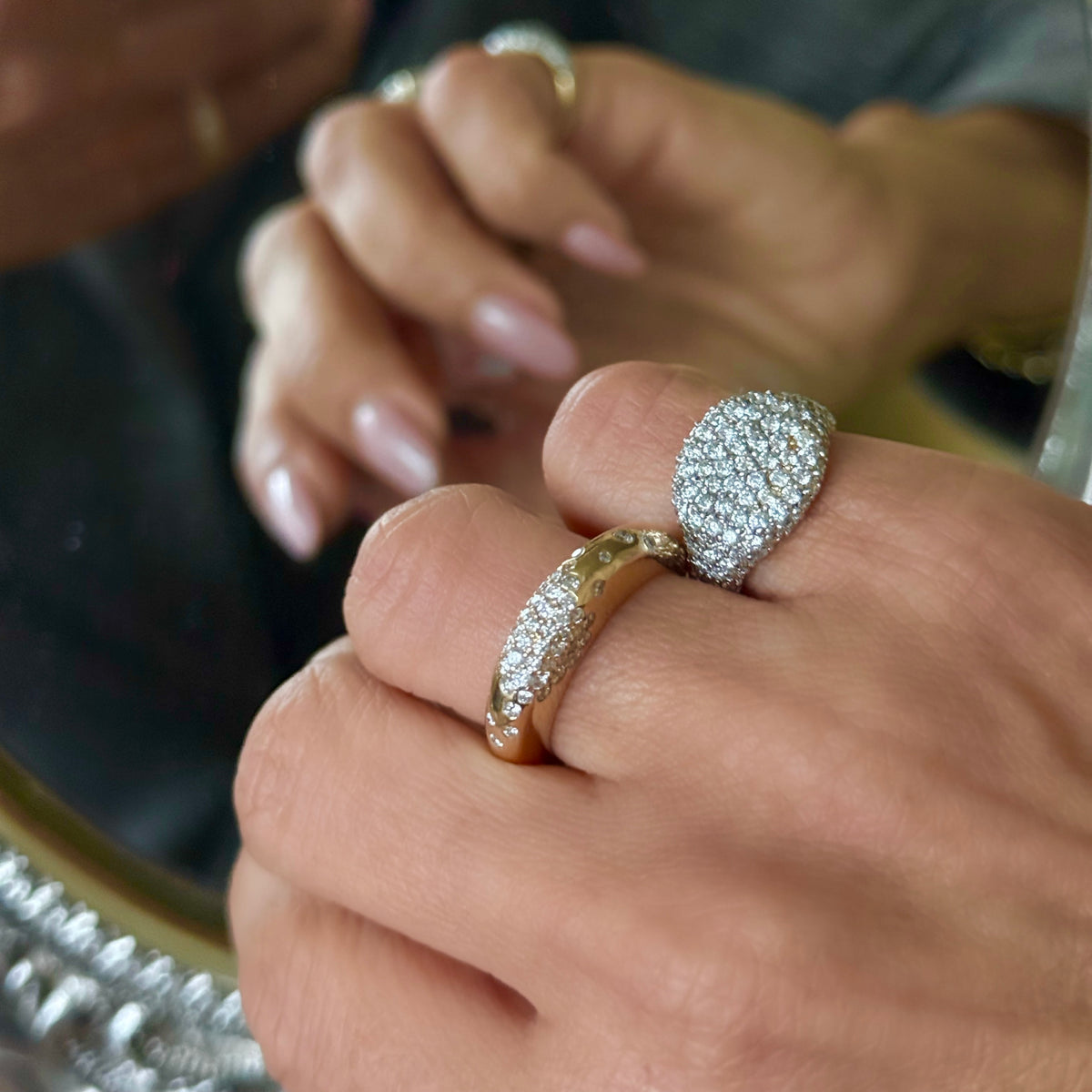 14KT Gold Diamond Luxe Cushion Pinky Ring
