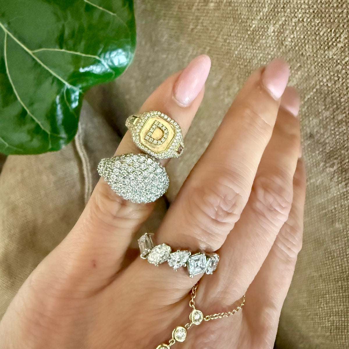 14KT Gold Diamond Luxe Cushion Pinky Ring