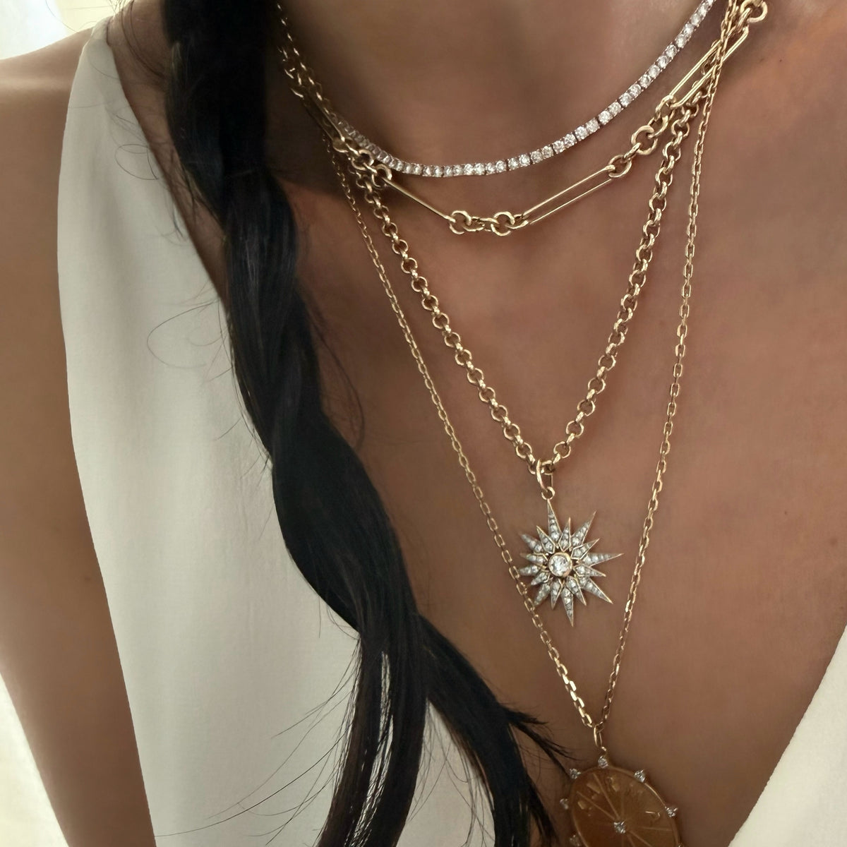 14KT Gold Diamond Stellar Star Pendant Charm