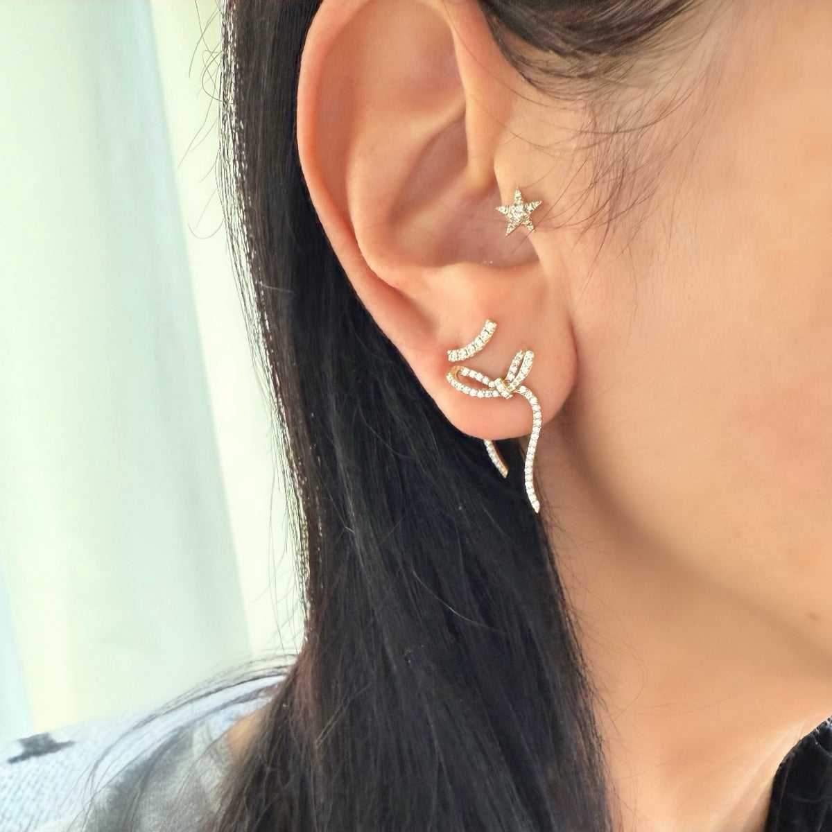14KT Gold Diamond Vera Bow Earrings