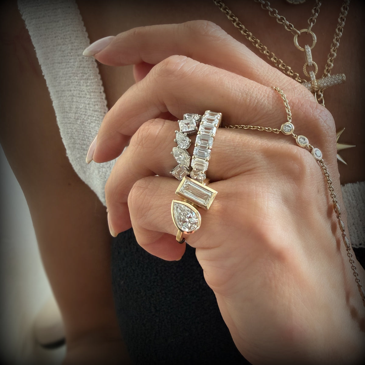 14KT Gold 2ct Lab Diamond Toi Et Moi Pinky Ring