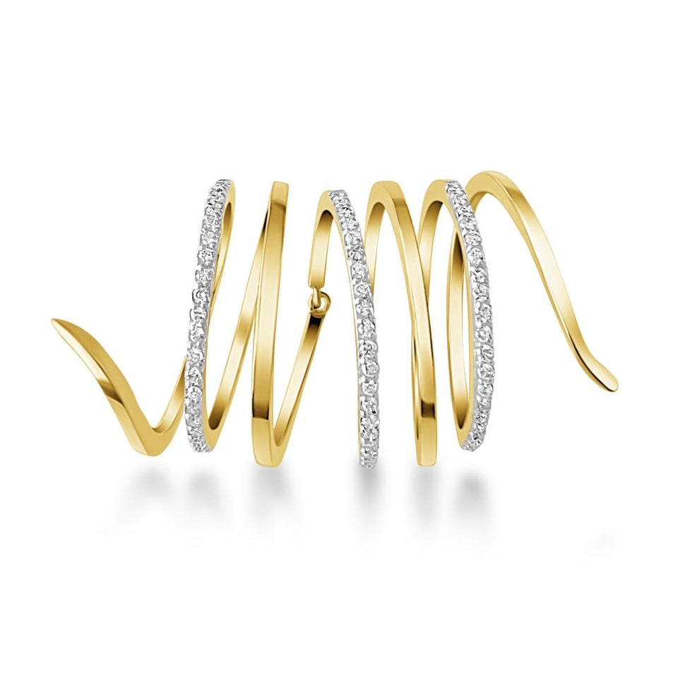 14KT Gold Diamond Spiral Double Ring