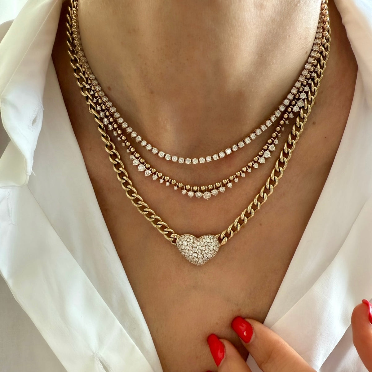 14KT Gold Diamond Jen Luxe Ball Chain Necklace