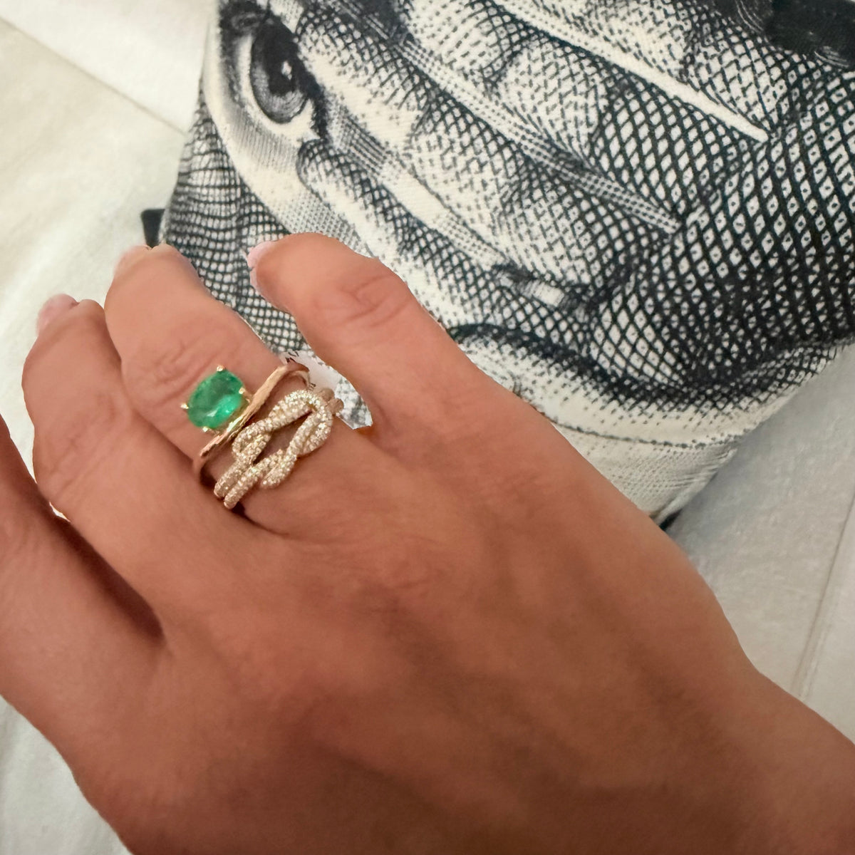 14KT Gold Diamond Double Knot Ring
