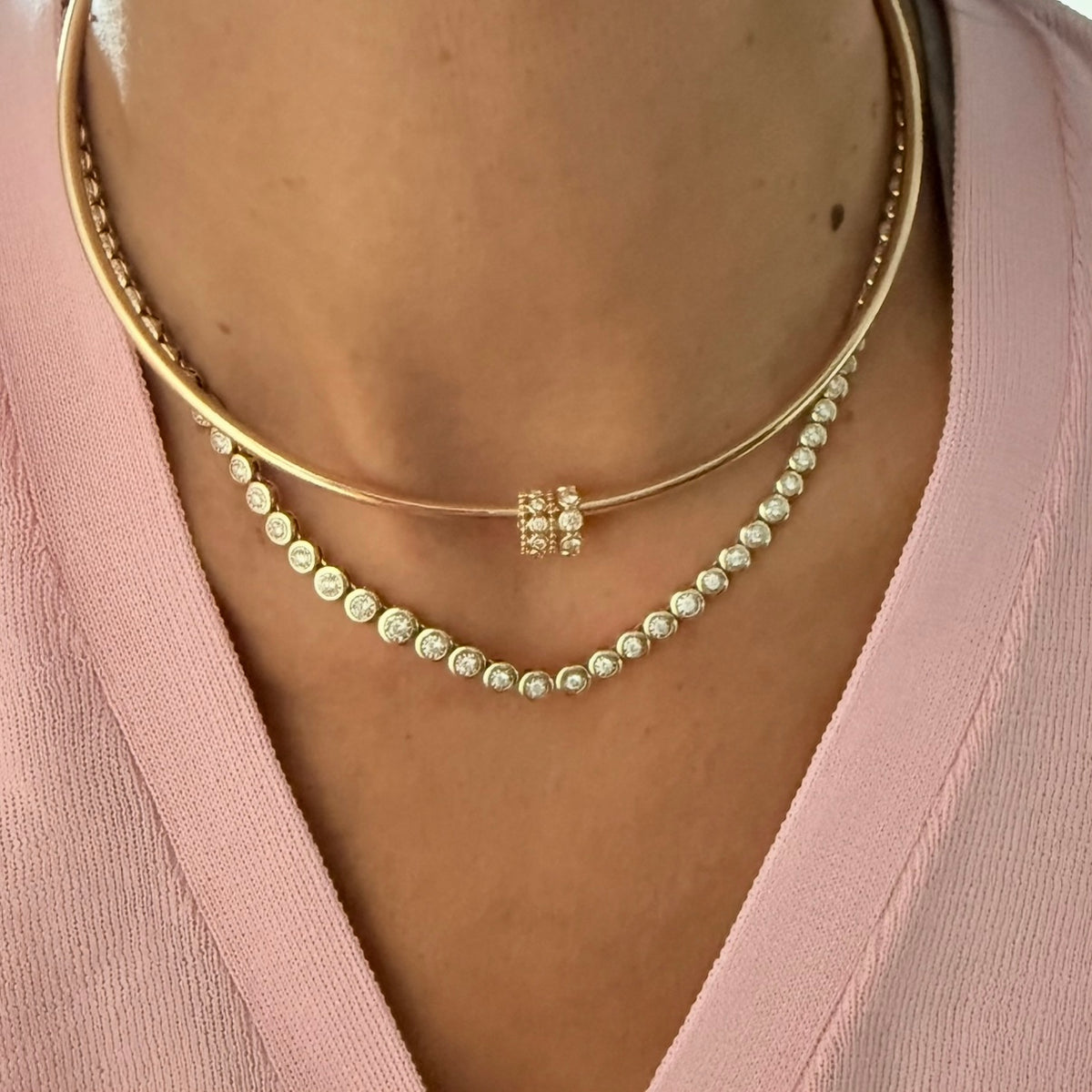 14KT Gold Diamond Bezel Set Bead