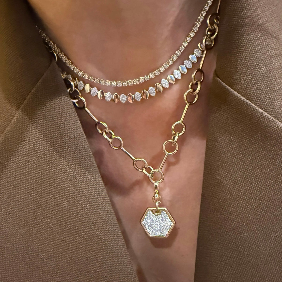 14KT Gold Bone Link Chain Necklace
